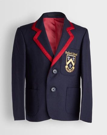 Navy school blazer with badge