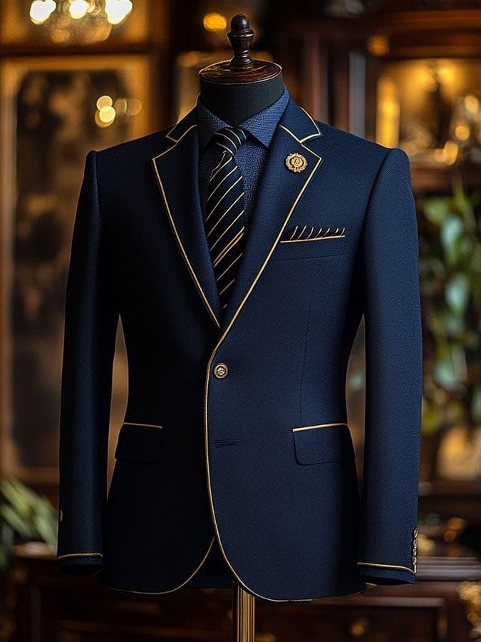 Premium navy blazer with gold trim