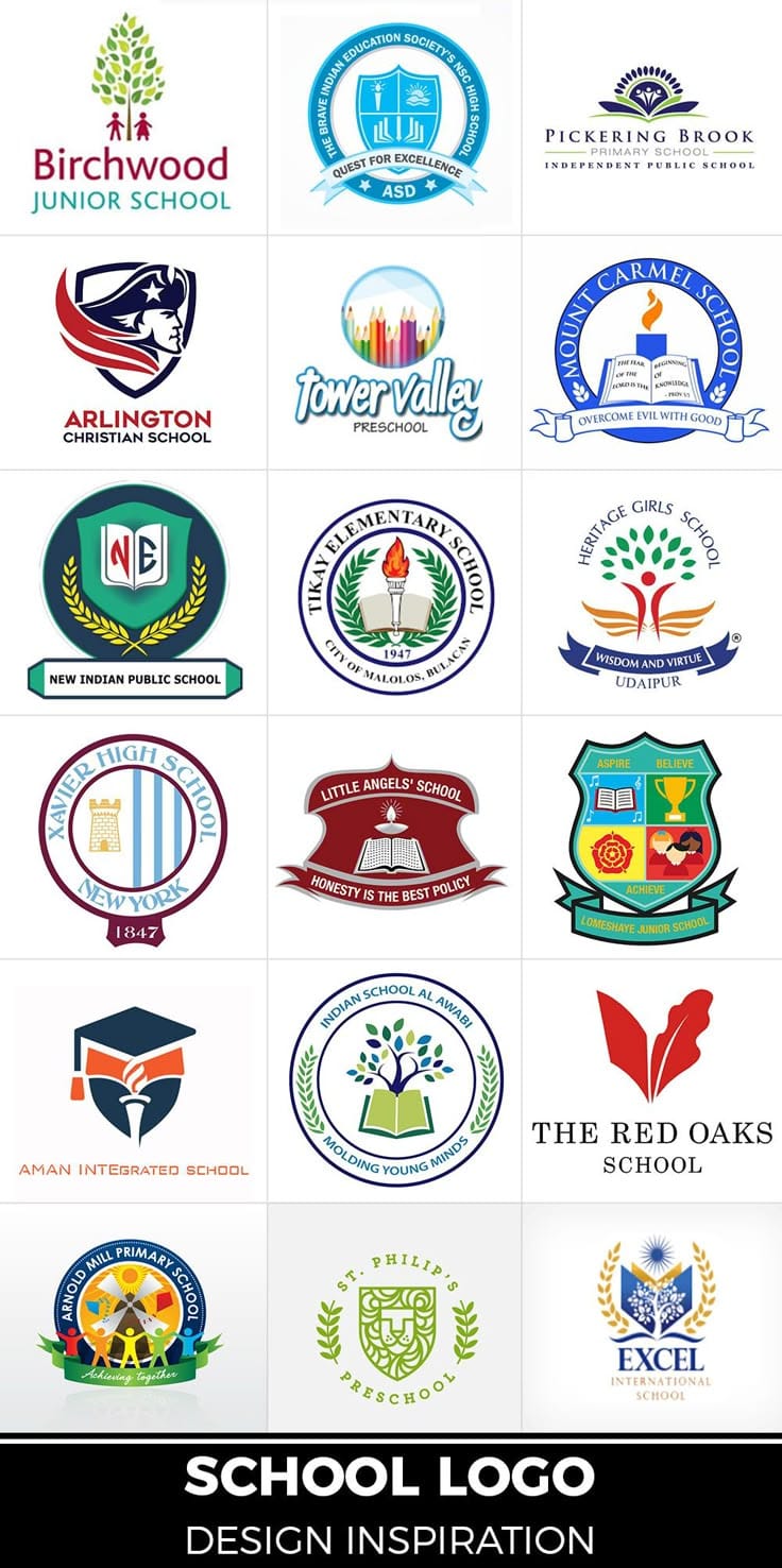 Collection of school logo embroidery design inspirations